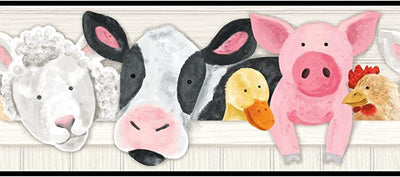 Down on the Farm Stuffed Animals on Sure Strip Wallpaper Border - all4wallswall-paper