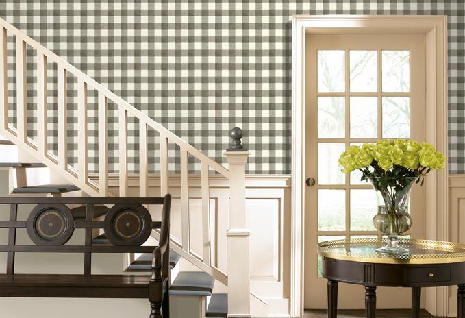 Chesapeake Check Black, White and Grey Gingham Wallpaper - all4wallswall-paper