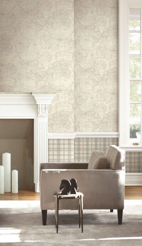 Beige World Map Unpasted 27" Wallpaper