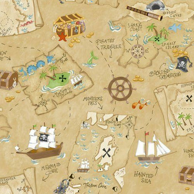 Little Boys Pirates Treasure Chest Map Wallpaper - all4wallswall-paper