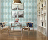 Henna Palm Ogee in Carolina Blue and Ice Blue on Sure Strip Wallpaper - all4wallswall-paper