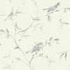 Lime & Aqua Birds on Grey Branches on Sure Strip Wallpaper