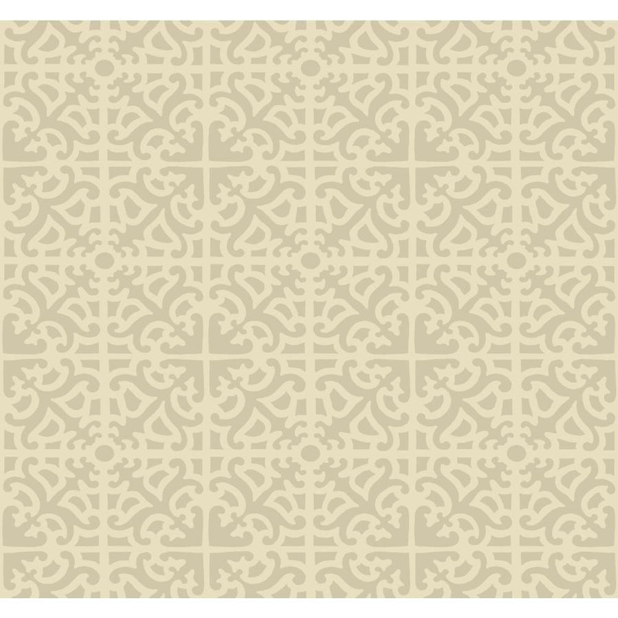 Williamsburg Scroll Cream on Shiny Background India Style Wallpaper - all4wallswall-paper