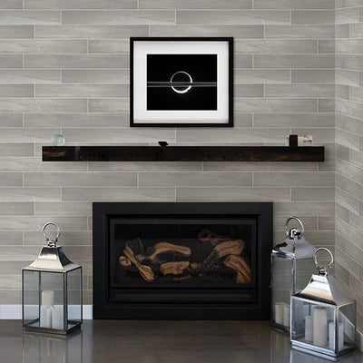 Dark Grey Tile w/ Wood Grain on Paste the Wall Wallpaper