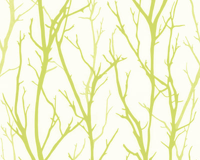 Lime Green Trees on Soft White Textured Paste the Wall Wallpaper