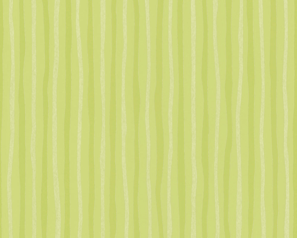 Lime Green Wavy Stripe Fleece Textured Unpasted Wallpaper