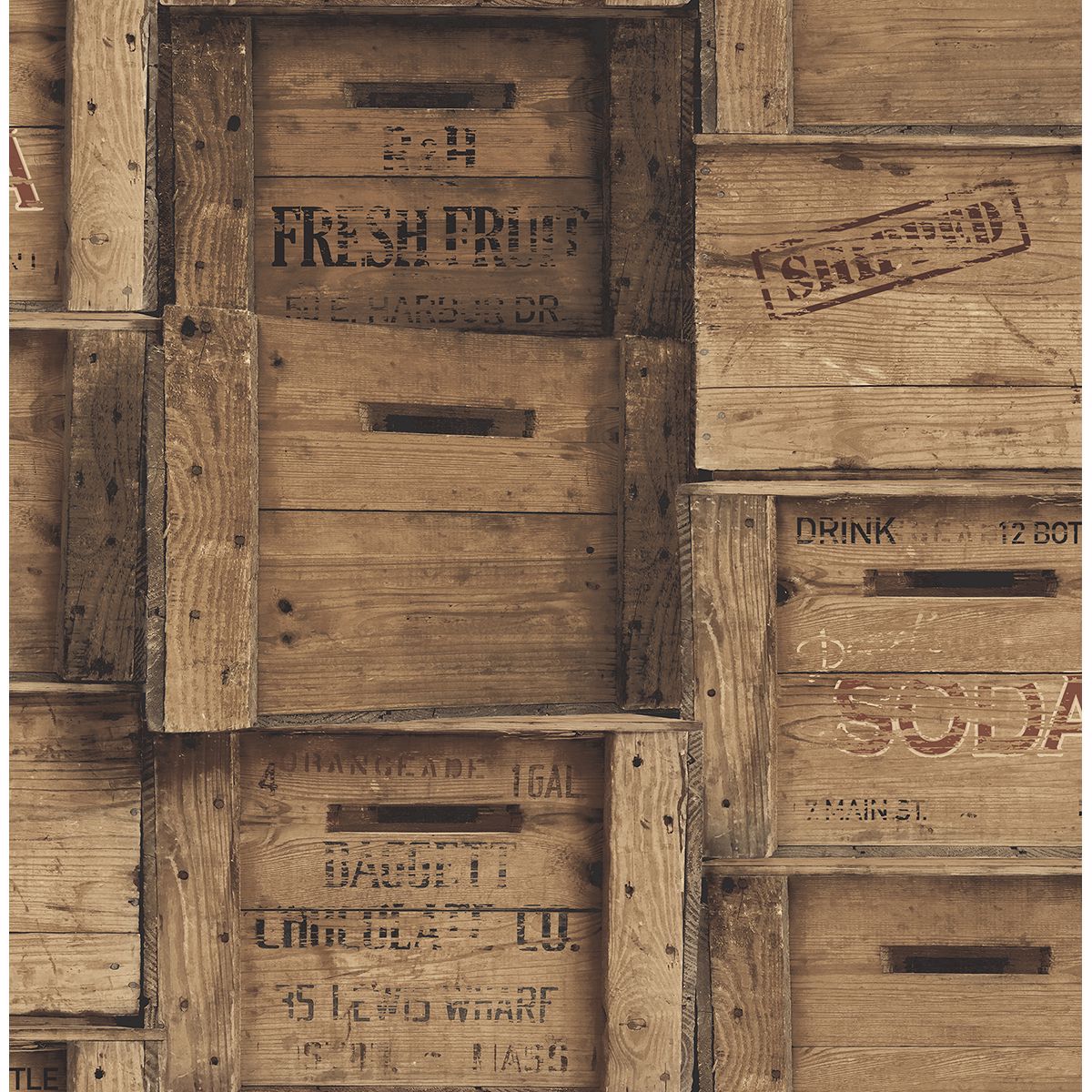 Distressed Wood Crates on Paste the Wall Wallpaper