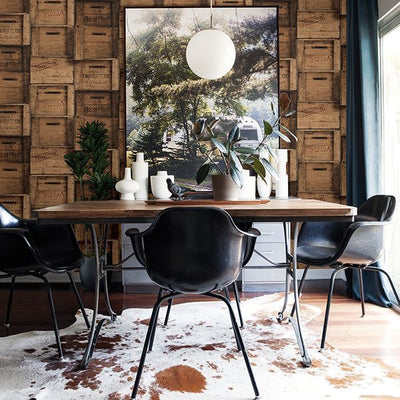 Distressed Wood Crates on Paste the Wall Wallpaper
