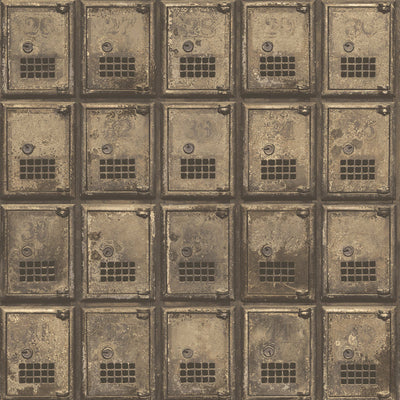 Vintage Brass Distressed P.O. Boxes on Paste the Wall Wallpaper