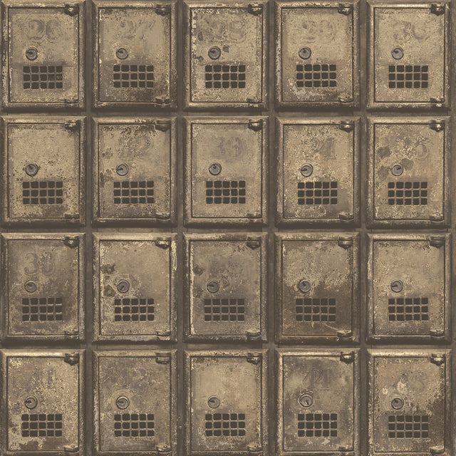 Vintage Brass Distressed P.O. Boxes on Paste the Wall Wallpaper