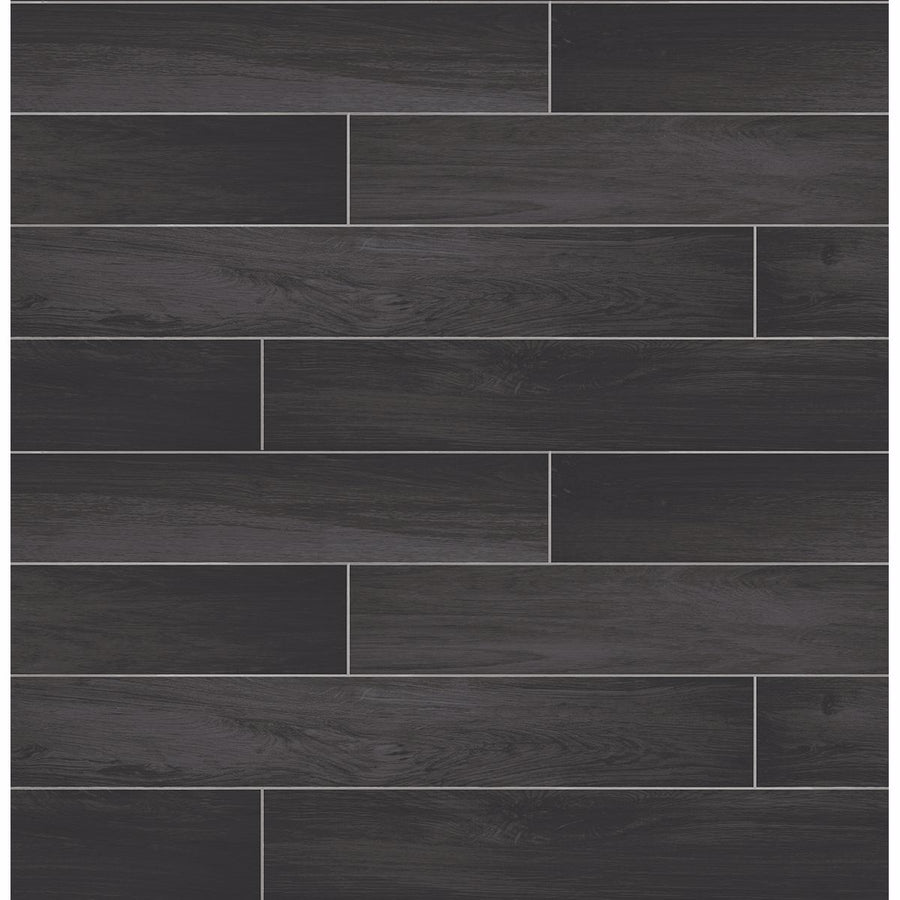 Dark Grey and Black Tile w/ Wood Grain on Paste the Wall Wallpaper