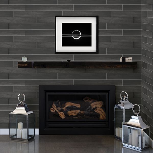 Dark Grey and Black Tile w/ Wood Grain on Paste the Wall Wallpaper