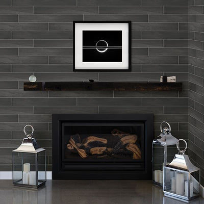 Dark Grey and Black Tile w/ Wood Grain on Paste the Wall Wallpaper