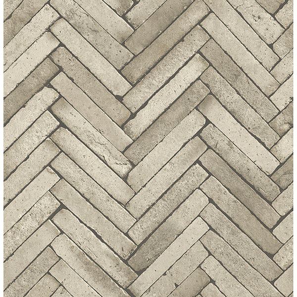 Beige Concrete Herringbone Bricks on Paste the Wall Wallpaper