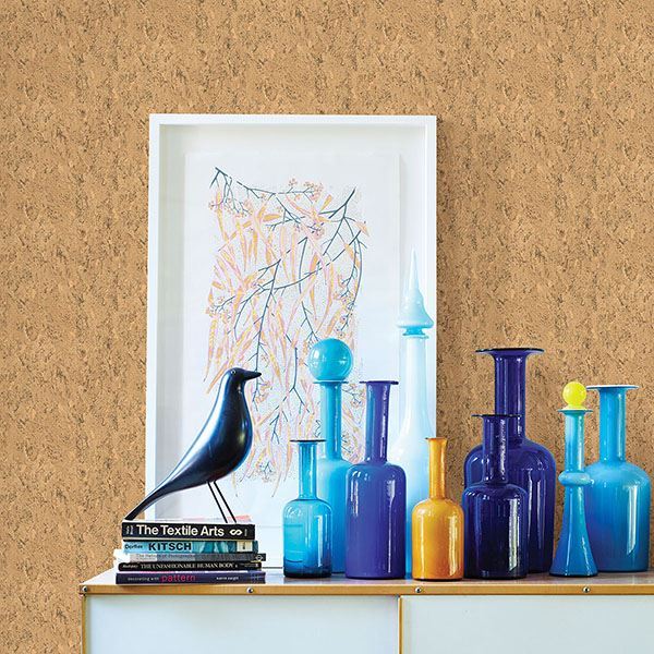 Realistic Faux Cork w/ Hints of Gold on Paste the Wall Wallpaper