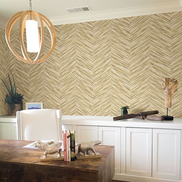 Beige / Brown Chevron Stripes Pattern on Paste the Wall Wallpaper