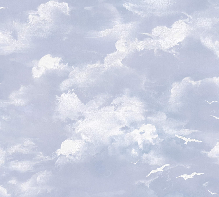 Beautiful Clouds in the Blue Sky with Birds Unpasted Wallpaper
