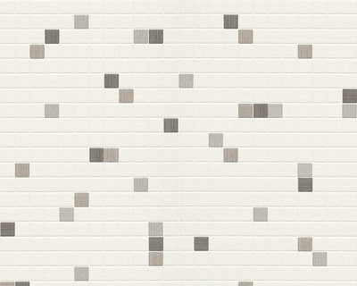 Backsplash Fleece Mosaic 3/4" Tile w/ Black, Silver, Grey Tile Unpasted Wallpaper