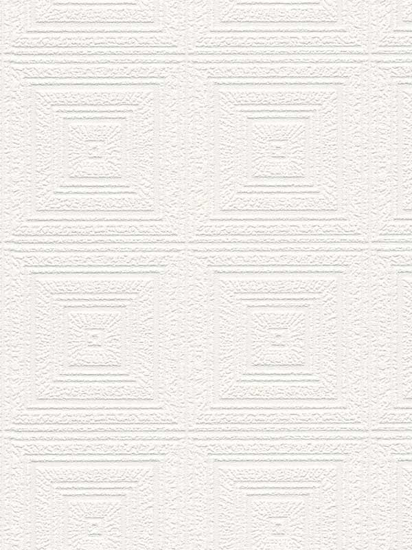 Small Square Ceiling Tile Raised White Textured Paintable Wallpaper