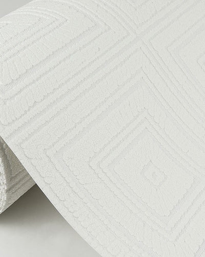 Small Square Ceiling Tile Raised White Textured Paintable Wallpaper