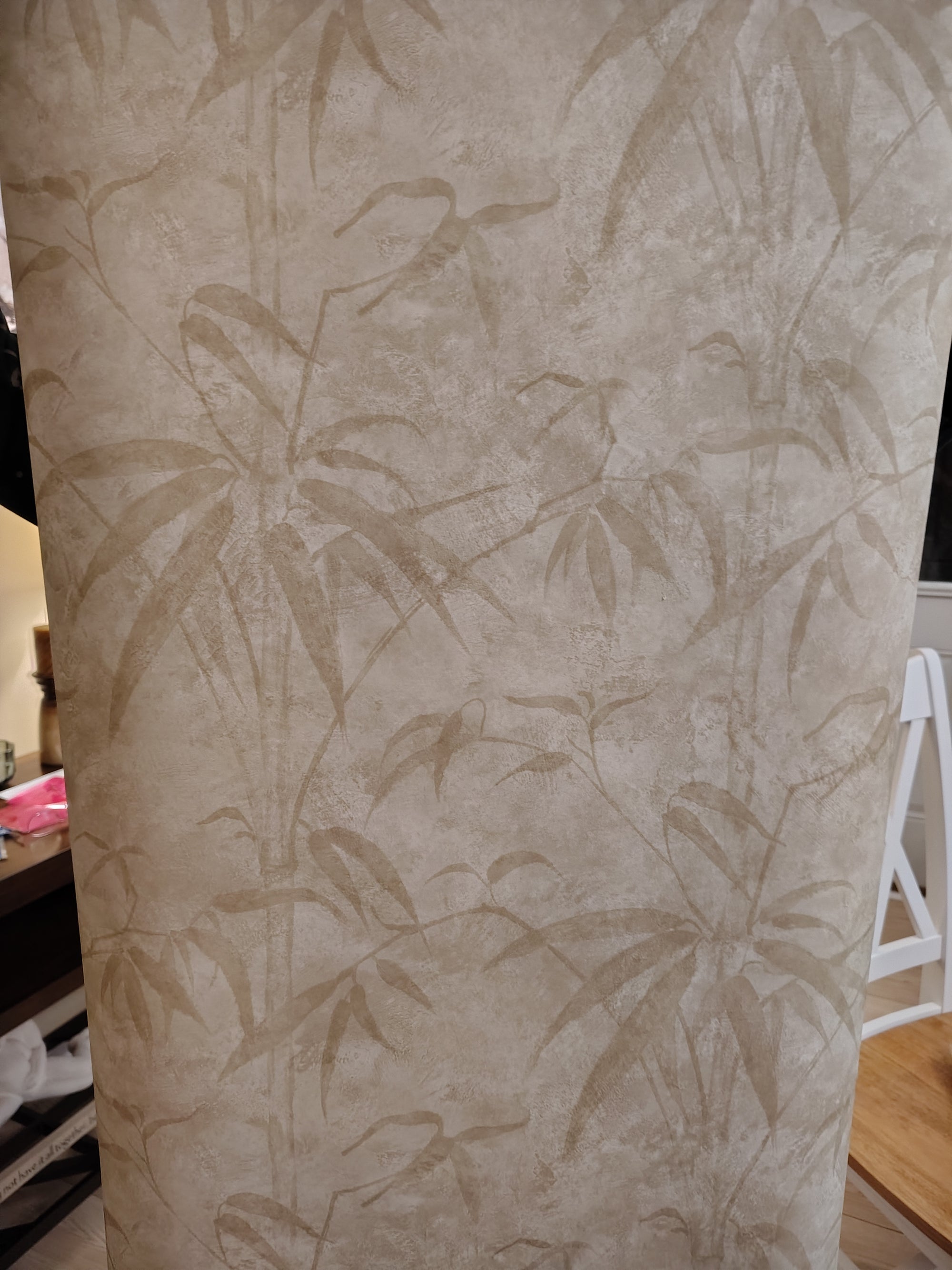 Kathy Ireland Beige Bamboo Branches on Beige on Easy Walls Wallpaper