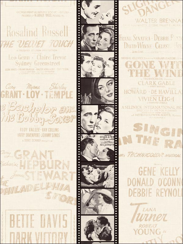 Old Hollywood Movie Film Strip on Sepia Unpasted Wallpaper