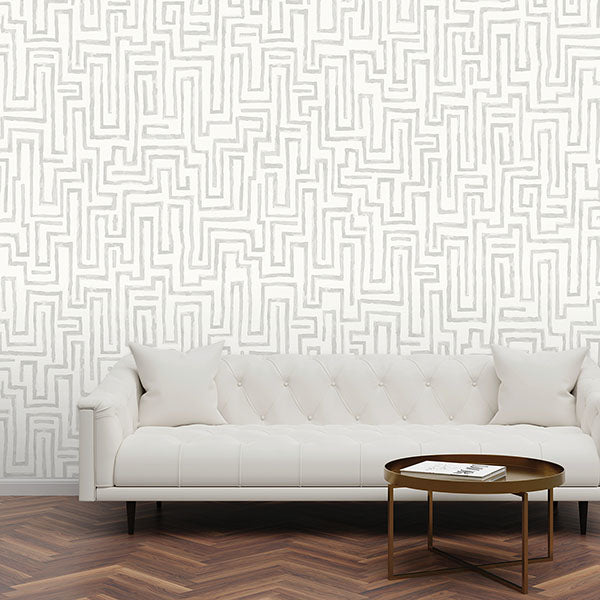 Watercolor Grey Maze 12 x 9 Wall Mural Paste the Wall