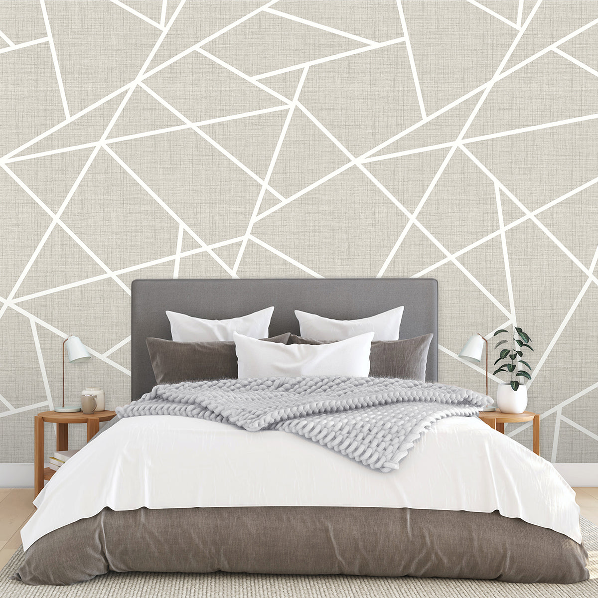 Diagonal Lines on Dove Grey Linen 12 x 9 Wall Mural Paste the Wall
