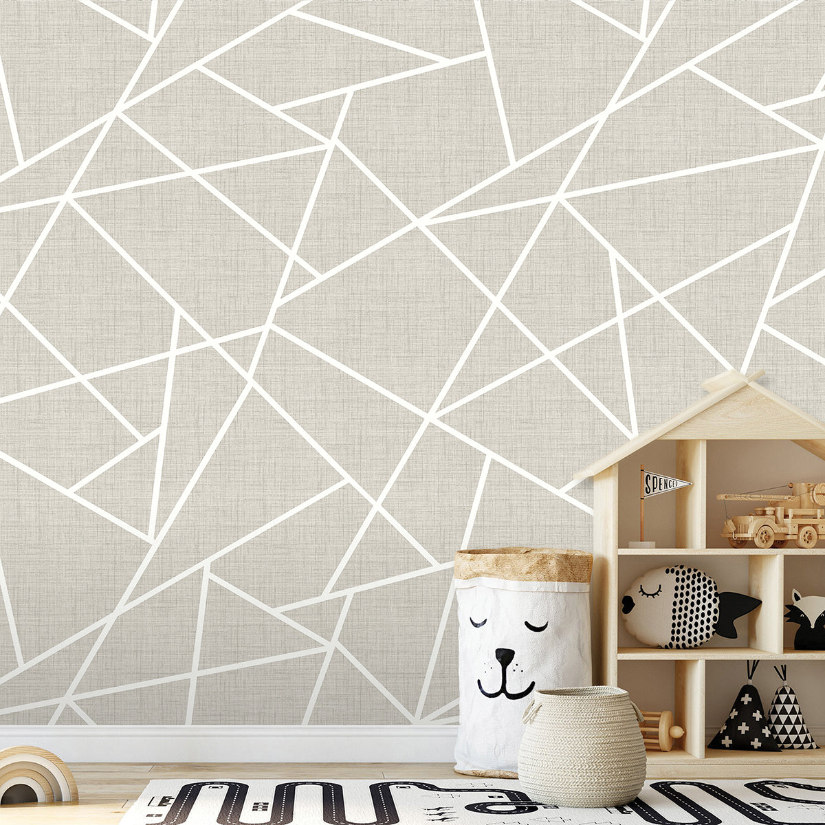 Diagonal Lines on Dove Grey Linen 12 x 9 Wall Mural Paste the Wall