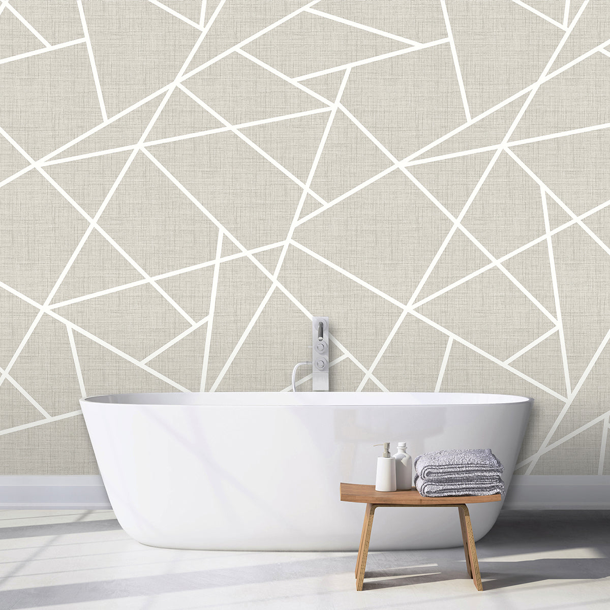 Diagonal Lines on Dove Grey Linen 12 x 9 Wall Mural Paste the Wall