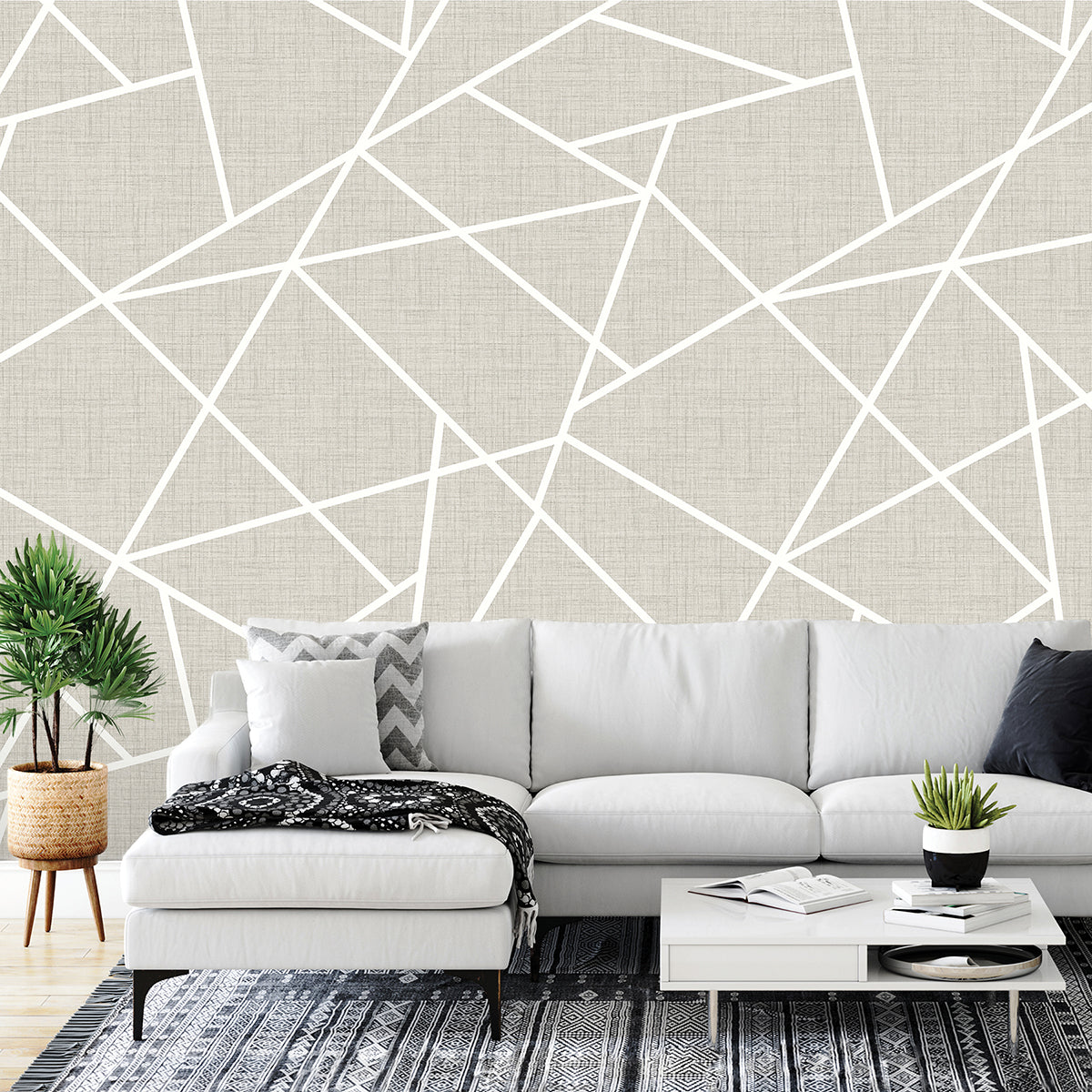 Diagonal Lines on Dove Grey Linen 12 x 9 Wall Mural Paste the Wall