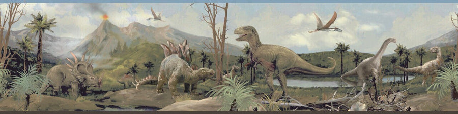 100 Million Years Ago Prehistoric Dinosaur Sure Strip Wallpaper Border