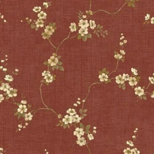 Callaway Floral Trail on Burnt Red Linen on Unpasted Wallpaper
