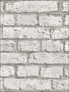 White Brick with Grey and Beige Grout Unpasted Wallpaper