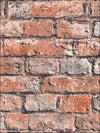 Rusty Red and Grey Brick on Unpasted Wallpaper