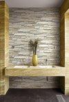 3D Shades of Beige and Grey Stacked Stone Unpasted Wallpaper