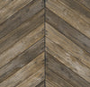 Dark Wood Planks in Chevron Pattern on Unpasted Wallpaper