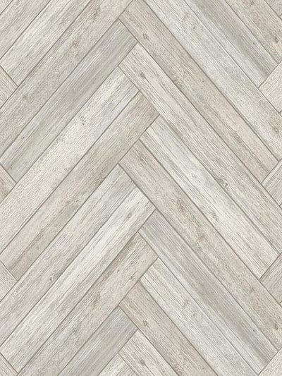 Stacked Chevron Wood in Grey Unpasted Wallpaper