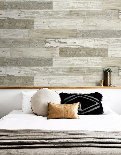 Distressed Beach Wood on 27" Unpasted Wallpaper