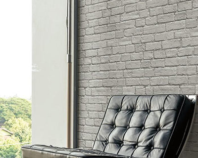 Modern Gray Brick Unpasted Wallpaper Pelican Prints