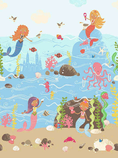 Mermaids in the Sea 6ft x 9ft Unpasted Mural