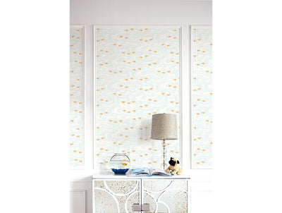 Sparkle Waves with Gold Fish on Unpasted Wallpaper