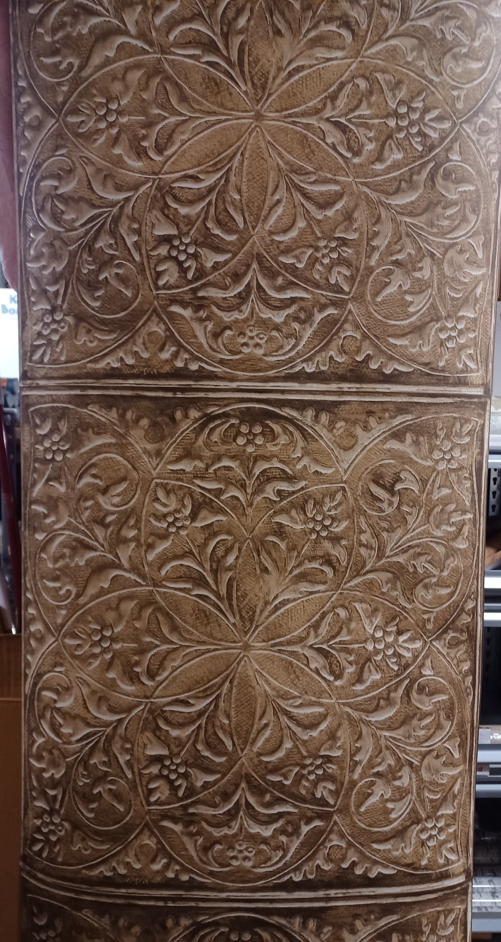 Villa Toscana Golden Wall or Ceiling Tiles on Unpasted Wallpaper