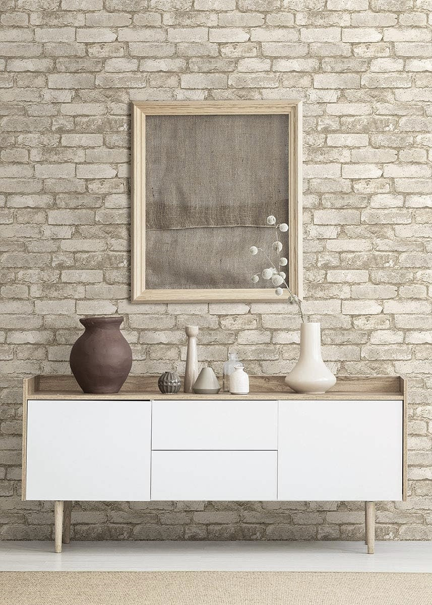 Oxford White Photo Realistic Faux Brick Wallpaper