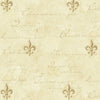 Fleur de Lis with Frech Writing on Golden Wallpaper