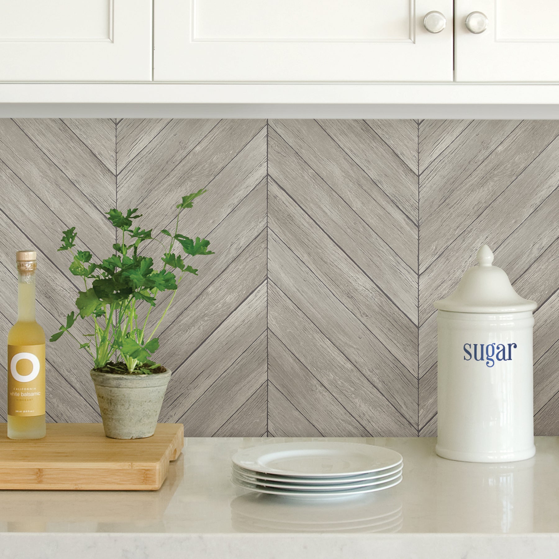 Wildwood Ash Chevron Wood Peel and Stick Single Roll