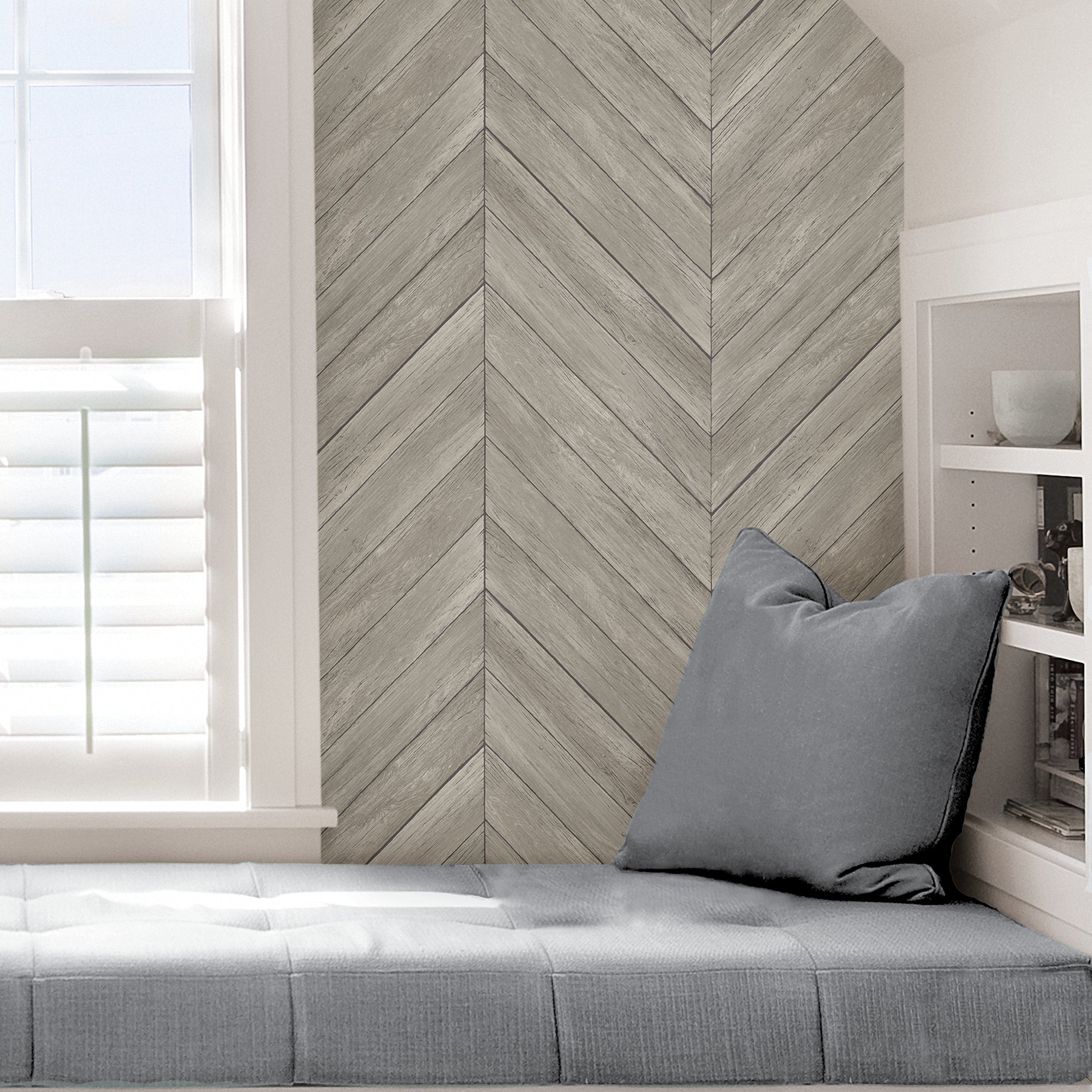 Wildwood Ash Chevron Wood Peel and Stick Single Roll
