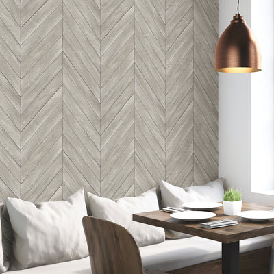Wildwood Ash Chevron Wood Peel and Stick Single Roll