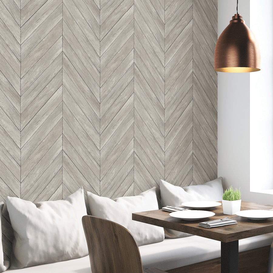Wildwood Ash Chevron Wood Peel and Stick Single Roll