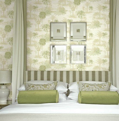 Green Palm Trees with a Sheen Background on Unpasted 27" Wallpaper